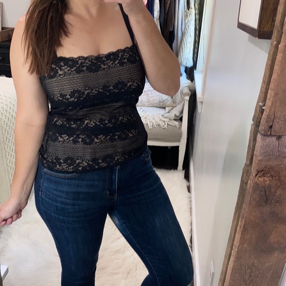 White House Black market black lacy camisole size large